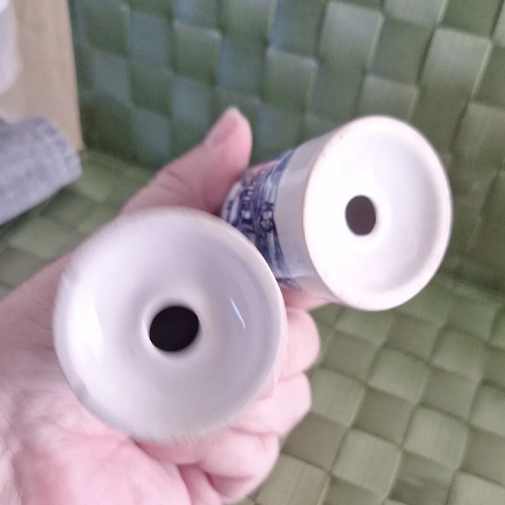 Blue and White Ceramic Salt and Pepper Shakers